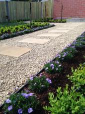 Sandstone Steppers. Gravel Path with Steel Edging