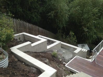 Bock Retaining Wall - tiered to fit slope